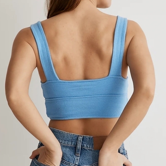 Madewell Cutout Knot-Front Crop Tank Top in Oasis Blue size XXS NWT NJ776 - Picture 3 of 12
